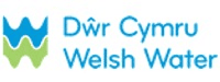 Blue and green stylized water waves logo next to the text Dŵr Cymru Welsh Water in blue.